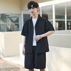 夏季套装男高级感短袖短裤休闲宽松上衣薄男士衬衫外套Y2503-P105，男装衬衫，电商A355（原A415）