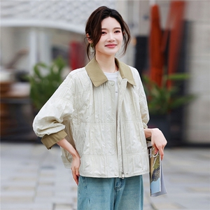 撞色翻领短款外套女春季2026新款小个子时尚减龄百搭高端上衣图片