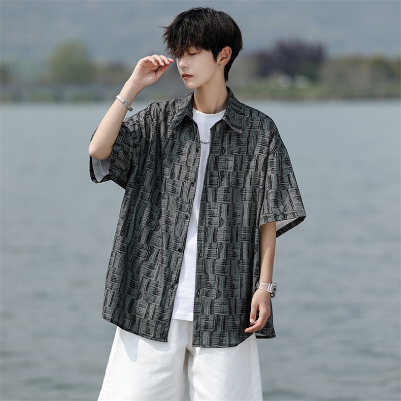 8XL-M花衬衫男款短袖夏季冰丝薄款花衬衣大码寸衫外套DC28013P38,男装T恤,电商B312