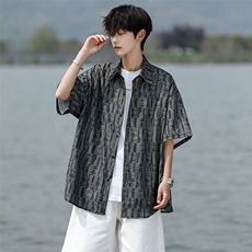 8XL-M花衬衫男款短袖夏季冰丝薄款花衬衣大码寸衫外套DC28013P38，男装T恤，电商B312