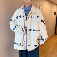 水墨工装牛仔外套男ins设计感小众春季宽松休闲翻领夹克JK859-P70，男装夹克，星座1103-3
