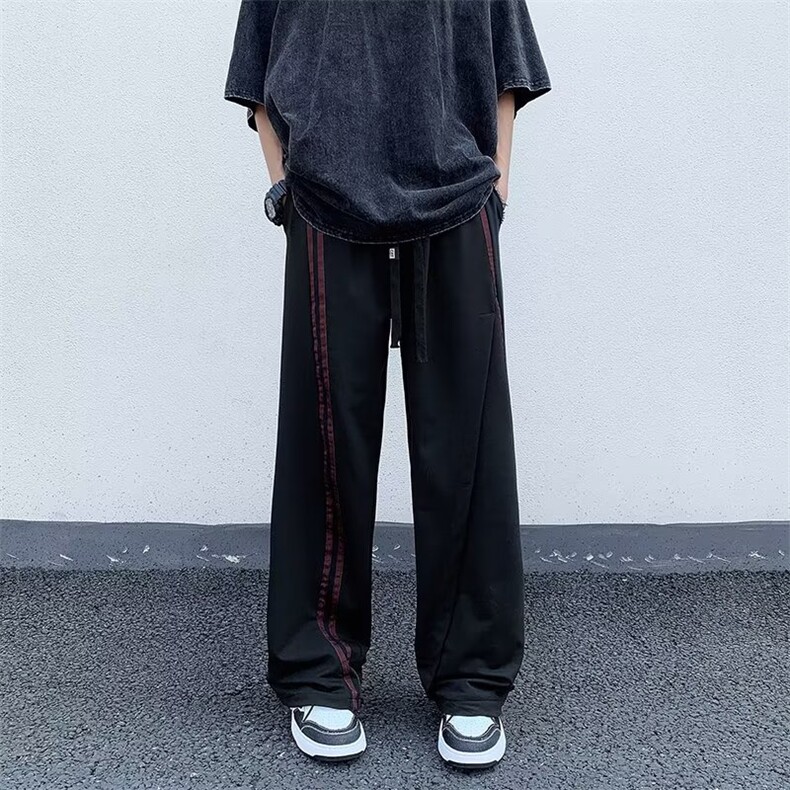 阔腿裤原宿文艺简约潮流气质ins自然腰休闲裤长裤K271P35图片