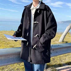 日系牛角扣大衣男2024冬季中长款毛呢外套潮流Y73-P58，男装夹克，星座1109-3