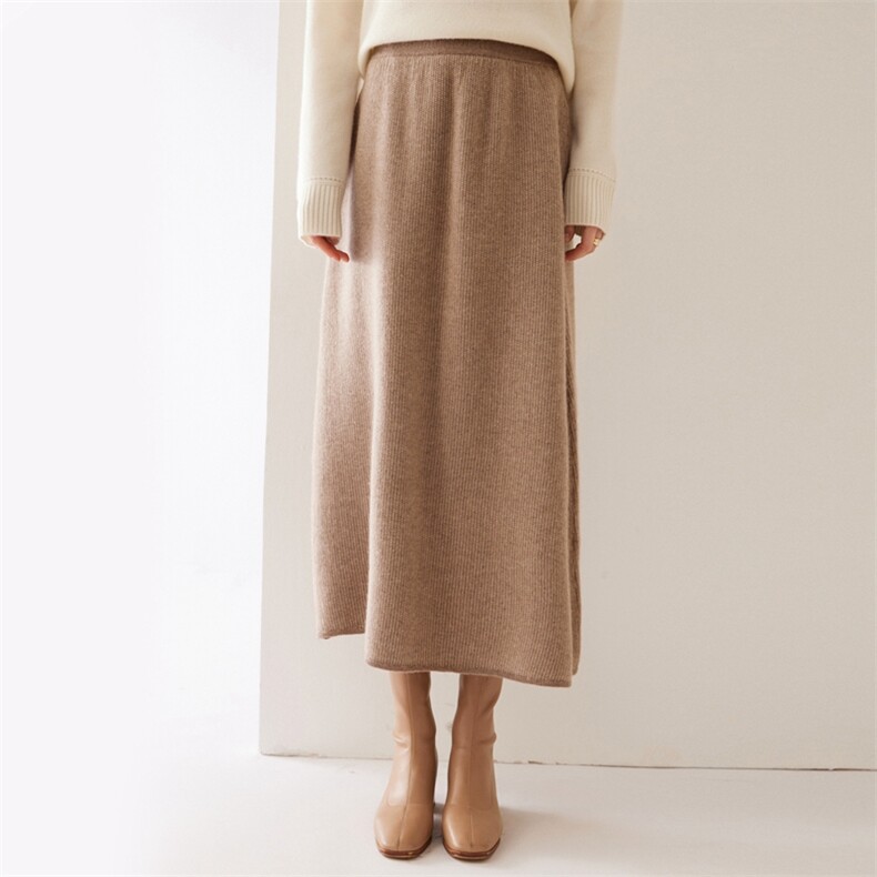 2024秋款高腰显瘦半身裙舒适百搭针织长裙优雅气质女装，女装半身裙，旭友羊绒
