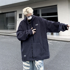 秋款男连帽开衫灯芯绒卫衣贴标休闲外套WY8037P55，男装卫衣，星座1013-1