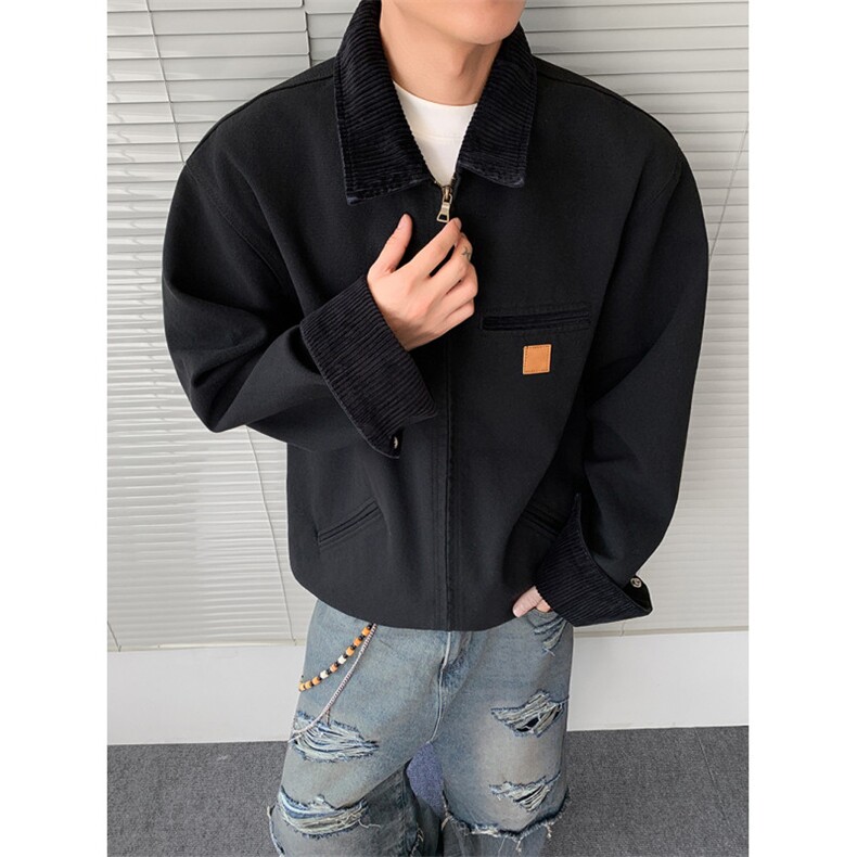 冬款男棉衣灯芯绒领保暖加绒加厚棉服外套JK1118 P100加绒P125图片