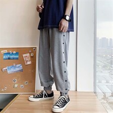 运动裤男宽松篮球排扣cba训练长裤中性休闲束脚潮牌卫裤子k2-p40，男装休闲裤，星座1008-2