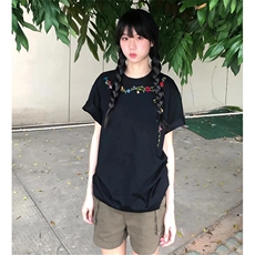 万针全刺绣工艺抖音得物高品质260克重磅纯棉双纱美式高街短袖T恤，男装T恤，电商A486