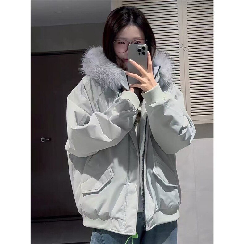 现货 美式宽松连帽加厚可拆卸毛领宽松三防棉服2053/P95图片