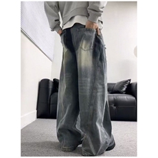 【有货】美式复古小众泼墨直筒休闲弯刀牛仔裤NZ06098P55，男装牛仔裤，星座1004（原星座815-3）