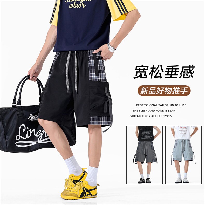 无影墙夏季冰感卫裤休闲短裤男拼接工装裤五分裤 A436-2512-P40图片