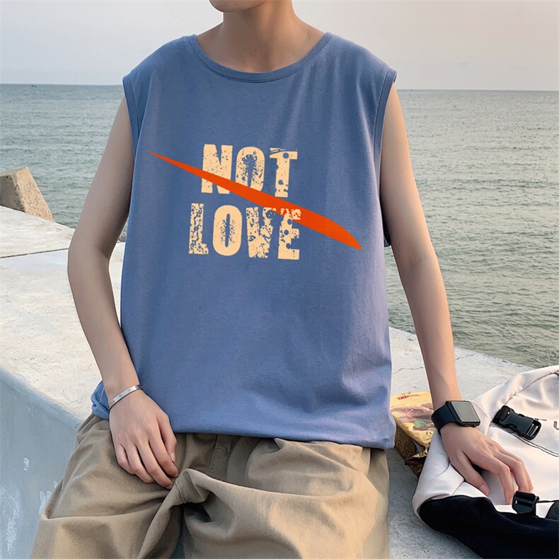 ！港风2023夏季无袖背心男加肥加大码宽松短袖T恤男BX267-P20,男装背心/马甲,电商B371
