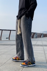 2023春秋季高品质男女款拖地牛仔裤个性宽编织带腰绳，男装牛仔裤，电商A161-2