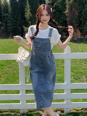 2025年夏季新款背带裙两件套RF2C290-6837#-P155-K235，女装牛仔裙，蝶眷