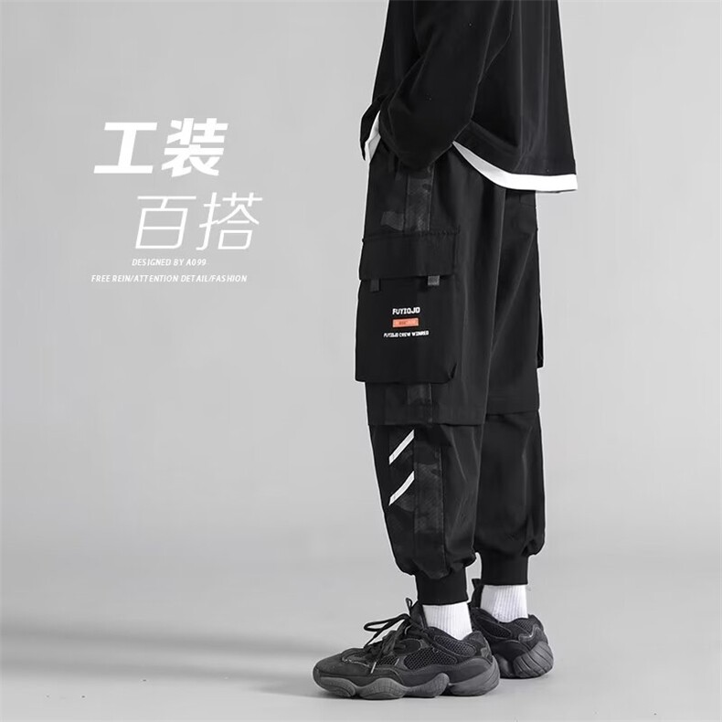 大码韩版潮流工装裤男士潮牌ins多口袋运动休闲宽松长裤潮~K5011,男装工装外套,星座601-2