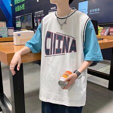 男圆领T恤假两件宽松短袖T217P28，男装T恤，星座1116-2