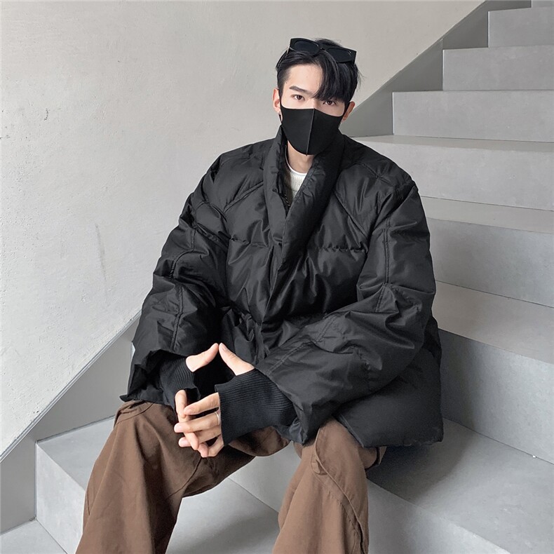 港风防风手套设计羽绒服V领和服式夹克羽绒服男YR77712P218控298，男装夹克，星座227-7