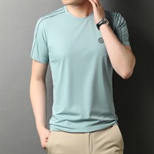 G17528男式2023年夏季新款冰丝T恤衫纯色男短袖圆领休闲体恤P48,男装T恤,电商B360