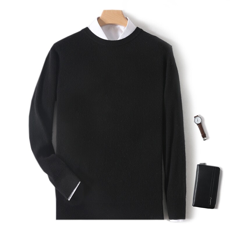 秋冬季新款舒适时尚百搭男士一线成衣圆领羊毛衫男装，男装羊毛衫，绒韵雅