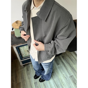 【有货】Boxy短款纯色外套男高级感拉链翻领夹克HT103CC-特P68图片