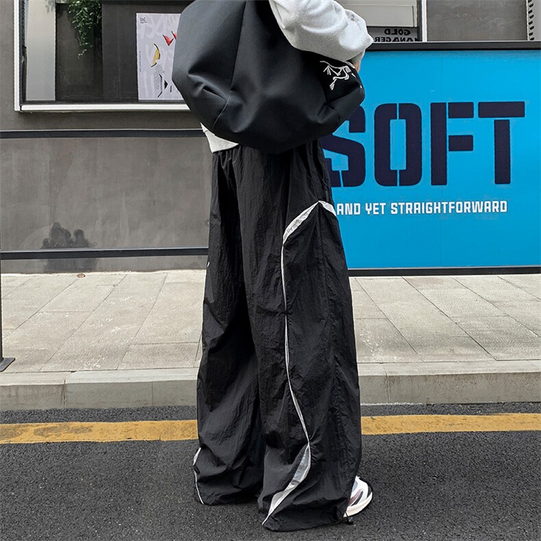 品质好货秋季新款休闲裤男拼接长裤阔腿裤伞兵裤子K9085-特P50,男装休闲裤,星座810(原QT5070)