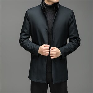 S72065冬季男士可脱卸内胆白鹅绒羽绒服保暖外套修身潮流风衣P310图片