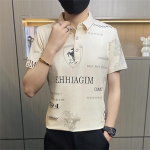 PL012-特P35polo衫男士休闲翻领短袖T恤青年印花夏装衣服薄款图片
