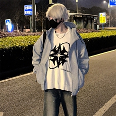 抖音得物高品质秋冬美式高街重磅结构辑明线纹理连帽卫衣外套W111，男装卫衣，电商A486