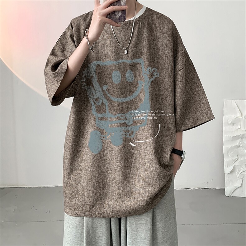 风复古亚麻短袖男棉麻t恤男半袖 ZT71245-P35图片