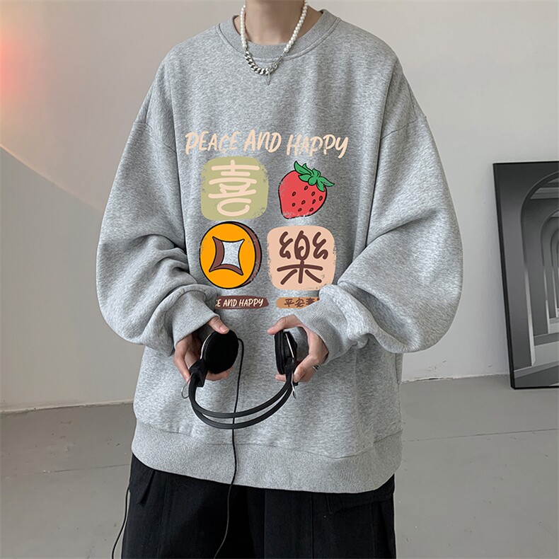 秋季圆领卫衣男大码韩版宽松长袖外套S6322-P28加绒款P33,男装卫衣,电商A040