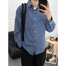 【档口现货】CS552LL-特P30蓝色格子长袖衬衫男内搭叠穿衬衣外套，男装衬衫，星座1007（原301D）