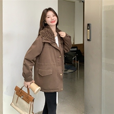 韩系毛领派克服女2025冬季新款设计感时尚中长款保暖外套高级感，女装派克服，2C236