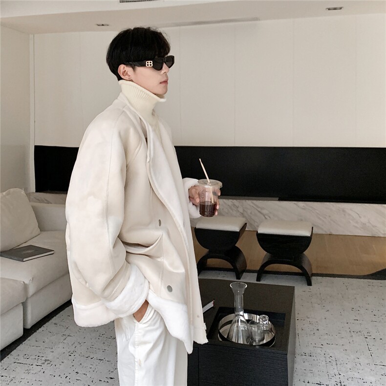 港风皮毛一体棉衣男高级感轻奢机车棉服男外套男8708P158控228,男装棉衣,星座227-7