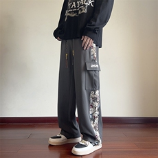 抖音直播高品质！菠萝格发泡印花长裤男大码K865*P50控78，男装休闲裤，星座227-2