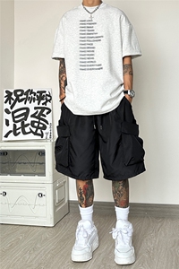 防水尼龙工装短裤男机能美式oversize高街夏薄款潮牌速干冲锋裤子图片