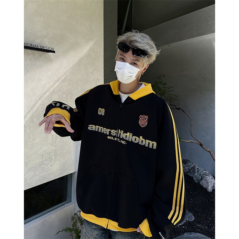 秋季新款港风美式潮牌痞帅重磅连帽全刺绣开衫连帽卫衣ZW431-P58,男装卫衣,星座313A(原308A-2)