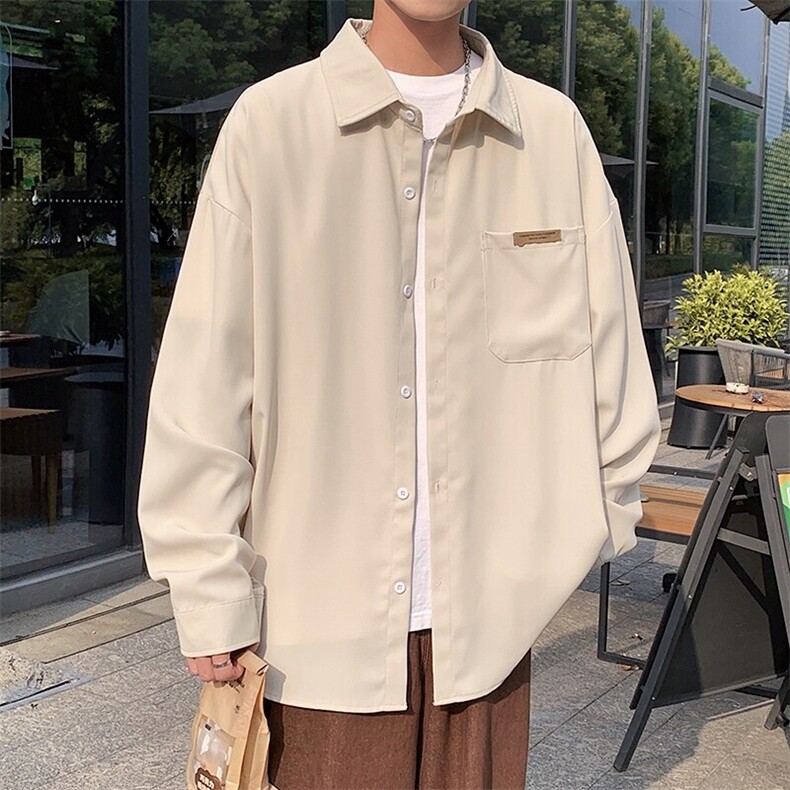 抖音改长袖秋新设计感长袖衬衫男冰丝潮流大码外套C867-P40,男装衬衫,电商A001-1