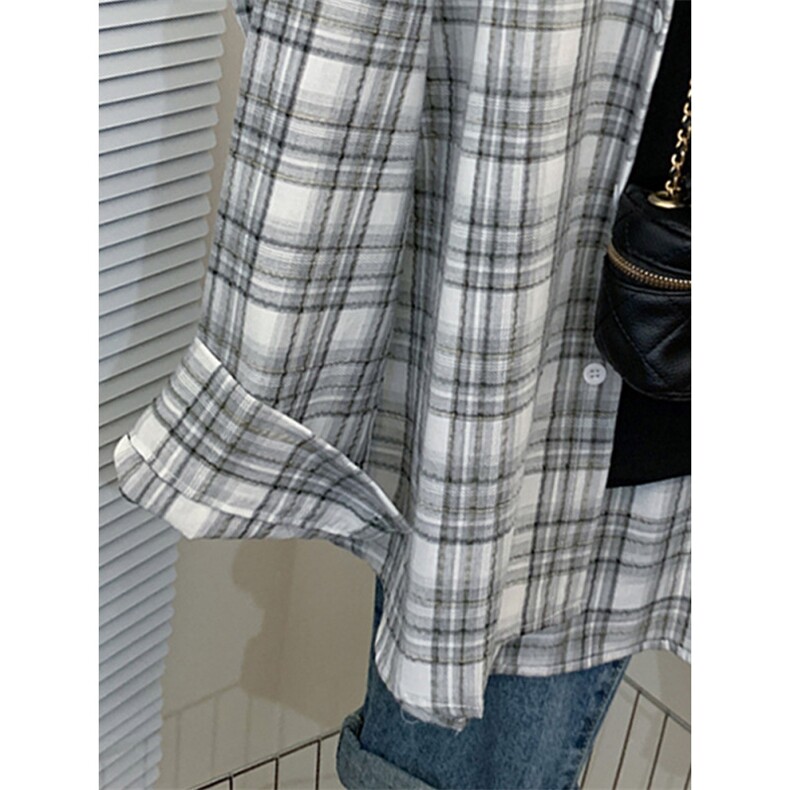 TC734-P45韩系复古慵懒风格子衬衫早秋新款气质休闲上衣外套,男装衬衫,星座617A-2