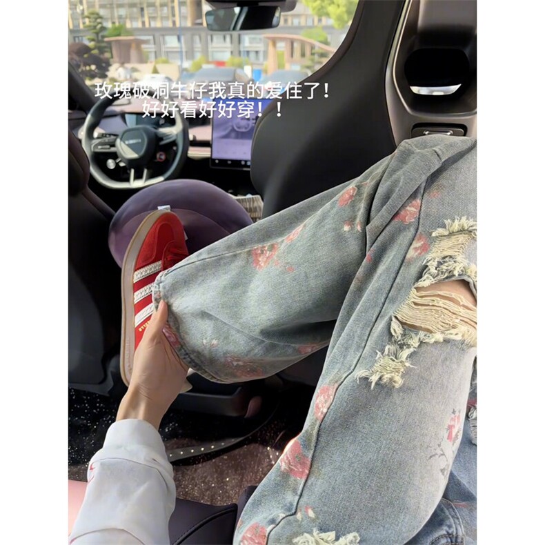 B221美式ins高街暗黑宽松直筒破洞牛仔裤LK25538-特P45控78,男装牛仔裤,电商B221