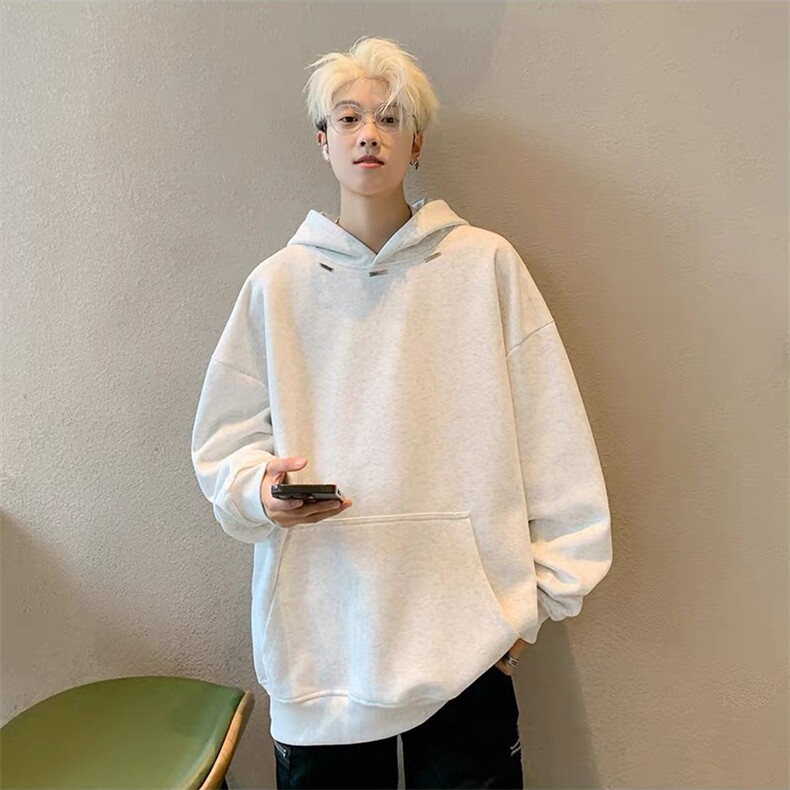 抖音得物品质二开26春装美式高街重磅结构金属装饰连帽卫衣XS104,男装卫衣,电商A486