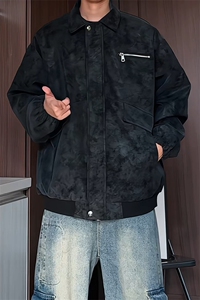 PY2618/P85春装新款现货皮衣男宽松大码潮雾面皮夹克外套图片