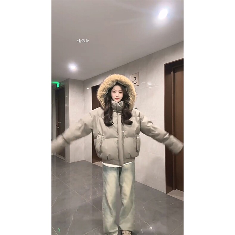 现货三防重磅硬挺boxy短款羽绒棉衣座山雕大毛毛领PU皮棉服外套冬,男装棉衣,电商A443
