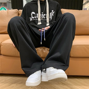 2025春夏新款港风宽松休闲直筒松紧腰抽绳运动裤DM185-P40图片