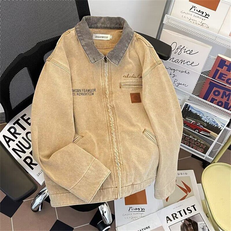 美式复古小众水洗做旧牛仔外套男特律短款工装夹克N1227-P85，男装夹克，星座1109-3