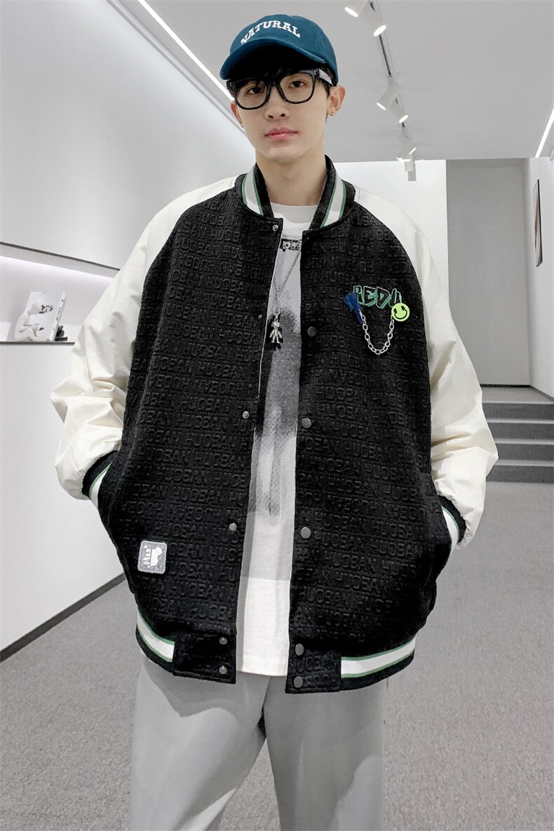 秋装新款运动夹克棒球服男女同款中性风情侣款刺绣外套8013-P95,男装夹克,电商A441-1