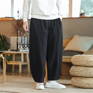秋季风男装棉麻休闲裤宽松大码阔腿裤灯笼裤QT6005图片
