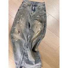 现货203-6F2555P48特美式复古泼墨做旧牛仔裤网红同款，男装牛仔裤，星座203-6(原电商259)