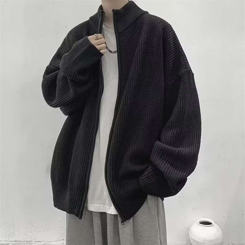 2024开衫拉链毛衣外套立领男女秋冬慵懒高级休闲宽松高领情侣,男装针织衫/毛衣,星座218-1（原230）