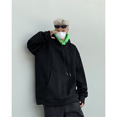 秋冬季连帽卫衣男款美式街头复古宽松休闲拼接羊羔绒外套1177P43，女装短外套，星座410-2