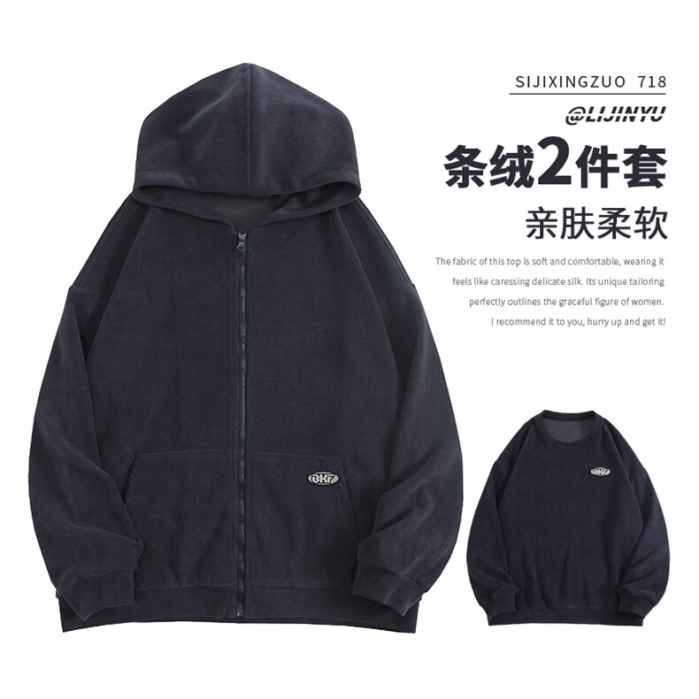 连帽开衫卫衣运动套装2026新款潮牌宽松休闲两件套KW903-特批-131,男装休闲套装,星座718